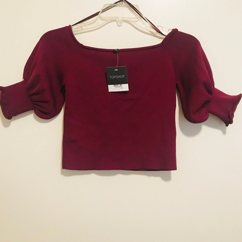 TOPSHOP Cropped Sweater Size 2 Maroon